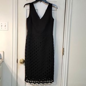 Beautiful NWT WHBM Lattice Sheath Dress Size 4, Black,  fully lined.